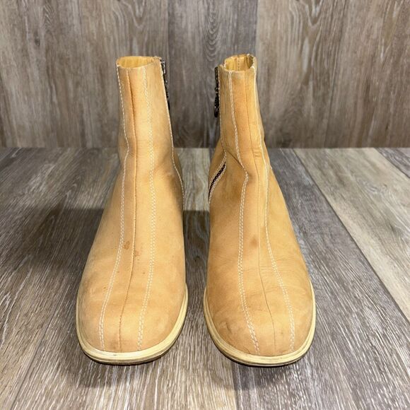 Timberland Camel Tan Nubuck Leather Wedge Zip Ankle Boots 37356 Womens US Size 8 - Picture 3 of 14